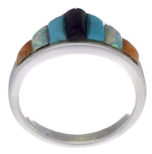 Genuine Sterling Silver Multicolor Ring Size 7-3/4 EX43935